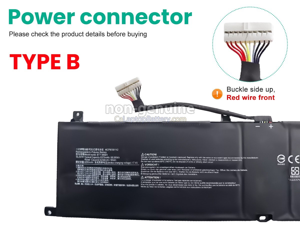 replacement MSI Stealth GS77 12UGS-013FR battery